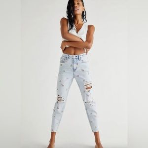 Free People x Driftwood Embroidered Mom Jeans Size 31